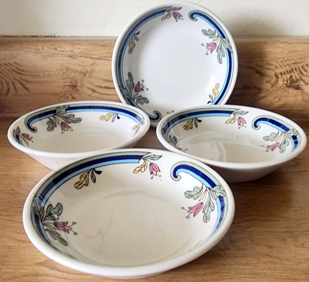 FLAW ~ 4 Homer Laughlin Best China Floral 4 1/2" Porcelain Berry Bowls ZB11